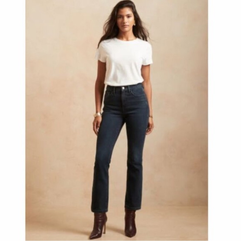 Banana Republic High Rise Crop Bootcut Boot Jeans Denim Dark Wash 30 Short - Picture 1 of 8